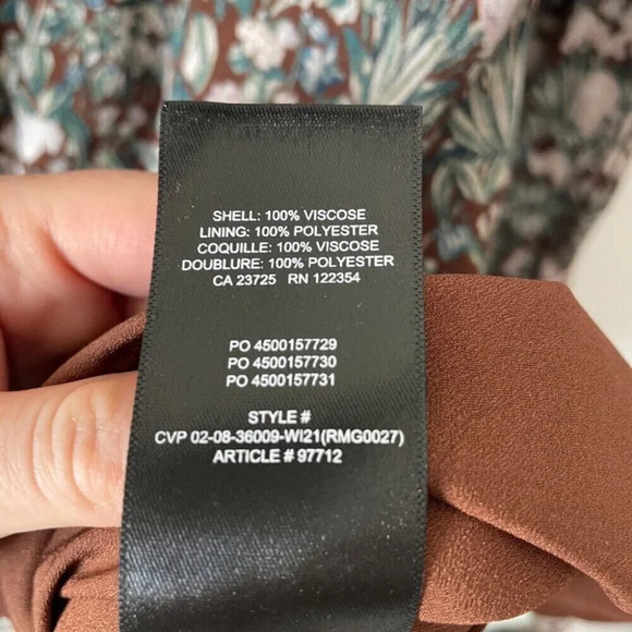 Aritzia Sunday Best Grayson Long Sleeve Mini Dress Brown Floral Size 4 - Picture 9 of 9